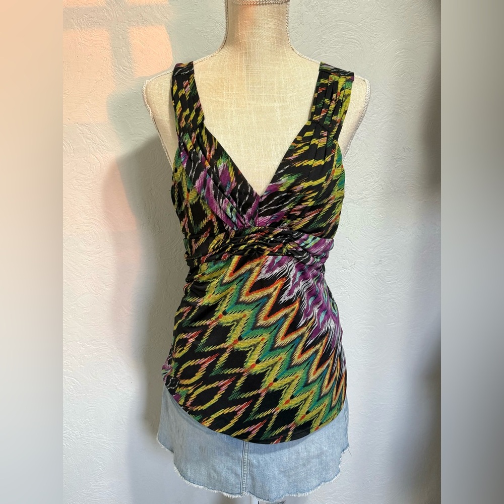 Bisou Bisou Vintage Y2K Multicolored Women’s Tank Top Blouse Size XL